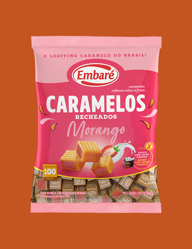 Caramelo de Leite com Recheio Sabor Morango – 660g