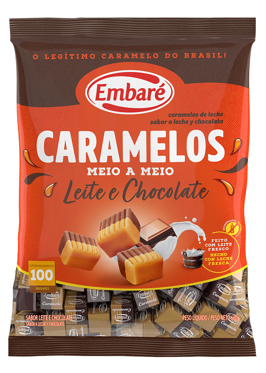 Caramelo Meio a Meio Sabor Leite e Chocolate – 660g
